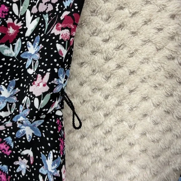 Nanette Lepore Shirt Dress Women 12 Black Floral Polka Dot Pleated Long Sleeve - Picture 5 of 9